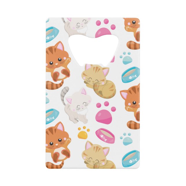 Muster von Katzen, Niedlichen Katzen, Kätzchen, Kä Geldbeutel Flaschenöffner (Vorderseite)