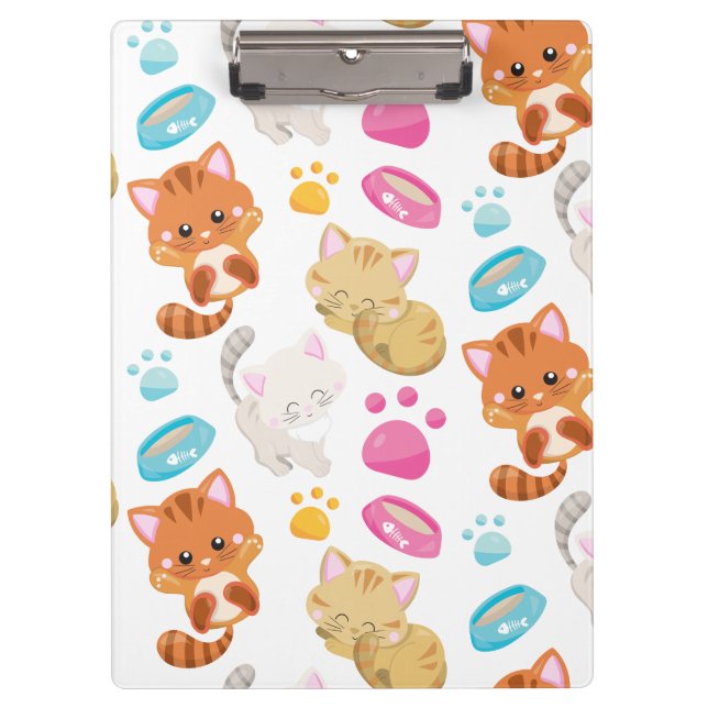 Muster von Katzen, Niedlichen Katzen, Kätzchen, Kä Klemmbrett (Vorderseite)