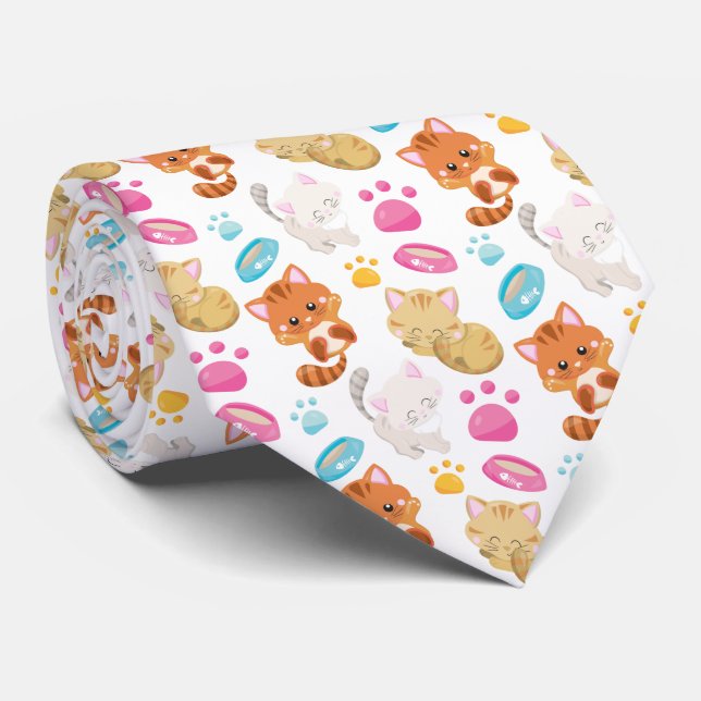 Muster von Katzen, Niedlichen Katzen, Kätzchen, Kä Krawatte (Gerollt)