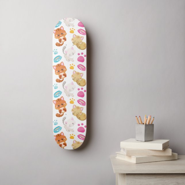 Muster von Katzen, Niedlichen Katzen, Kätzchen, Kä Skateboard (Wandkunst)