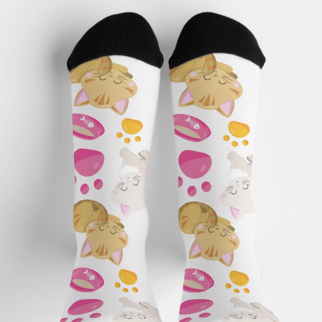Muster von Katzen, Niedlichen Katzen, Kätzchen, Kä Socken (Oben)
