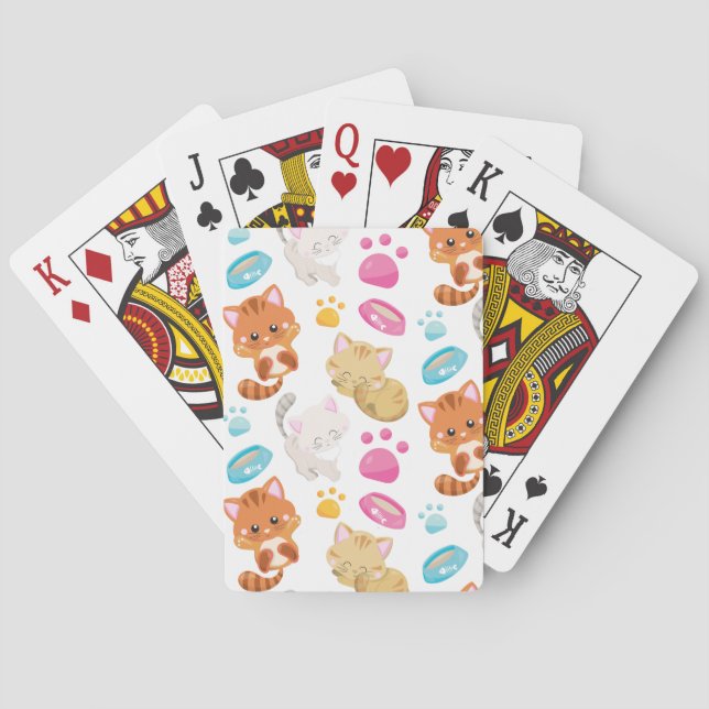 Muster von Katzen, Niedlichen Katzen, Kätzchen, Kä Spielkarten (Rückseite)