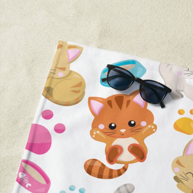 Muster von Katzen, Niedlichen Katzen, Kätzchen, Kä Strandtuch (Beispiel)