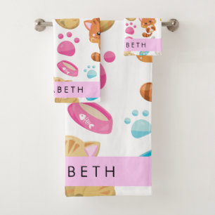 Muster von Katzen, Niedlichen Katzen, Kitty, Pfote Badhandtuch Set