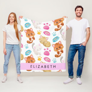 Muster von Katzen, Niedlichen Katzen, Kitty, Pfote Fleecedecke