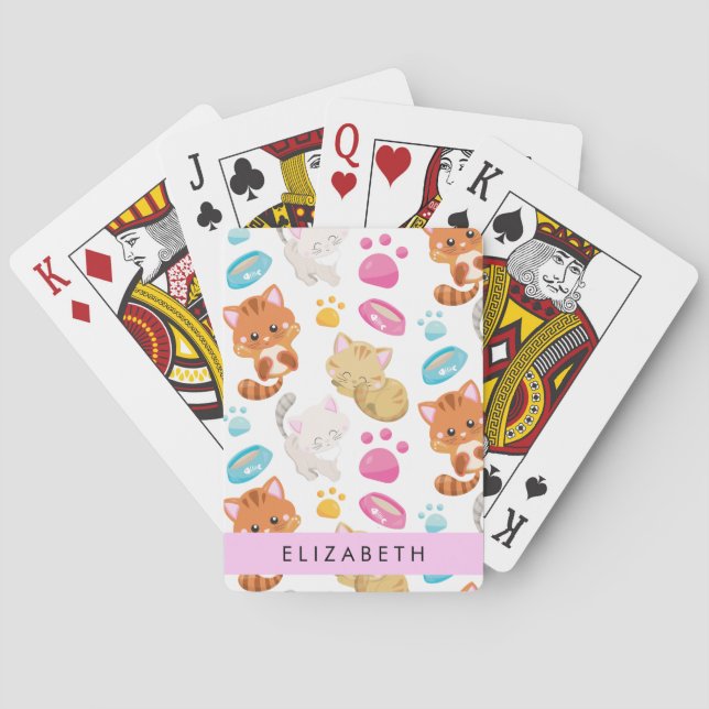 Muster von Katzen, Niedlichen Katzen, Kitty, Pfote Spielkarten (Rückseite)