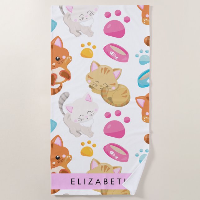 Muster von Katzen, Niedlichen Katzen, Kitty, Pfote Strandtuch (Vorderseite)
