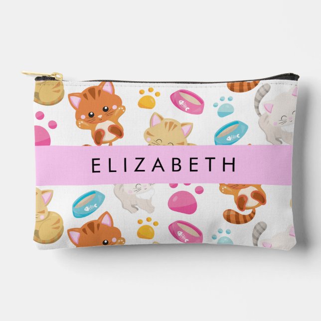 Muster von Katzen, Niedlichen Katzen, Kitty, Pfote Zubehörtasche (Vorderseite)