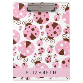 Muster von Ladybugs, rosa Ladybugs, Ihr Name Klemmbrett