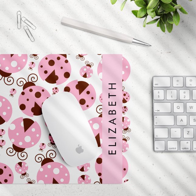 Muster von Ladybugs, rosa Ladybugs, Ihr Name Mousepad (Von Creator hochgeladen)