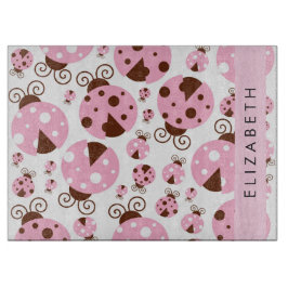 Muster von Ladybugs, rosa Ladybugs, Ihr Name Schneidebrett