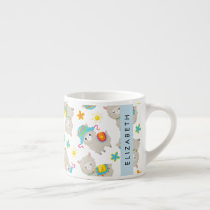 Muster von Llamas, Alpacas, Blume, Ihr Name Espressotasse