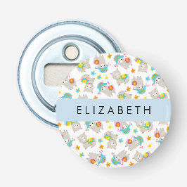 Muster von Llamas, Alpacas, Blume, Ihr Name Flaschenöffner