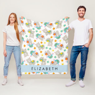 Muster von Llamas, Alpacas, Blume, Ihr Name Fleecedecke