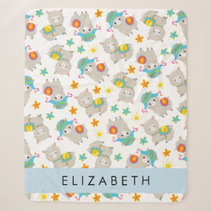 Muster von Llamas, Alpacas, Blume, Ihr Name Sherpadecke