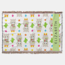 Muster von Llamas, Alpacas, Kaktus, Ihr Name