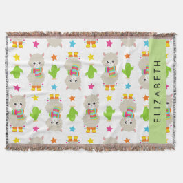 Muster von Llamas, Alpacas, Kaktus, Ihr Name Decke
