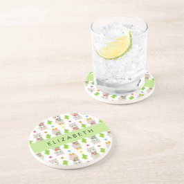 Muster von Llamas, Alpacas, Kaktus, Ihr Name Getränkeuntersetzer