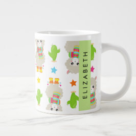 Muster von Llamas, Alpacas, Kaktus, Ihr Name Jumbo-Tasse