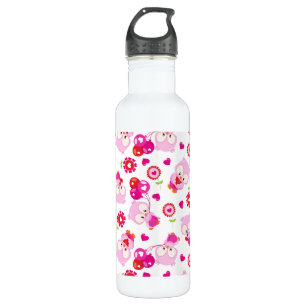 Muster von Ölen, Niedlichen Ölen, rosa Ölen, Herz Edelstahlflasche