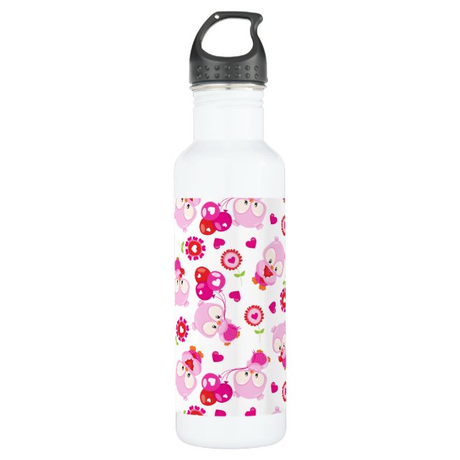 Muster von Ölen, Niedlichen Ölen, rosa Ölen, Herz Edelstahlflasche (Vorderseite)