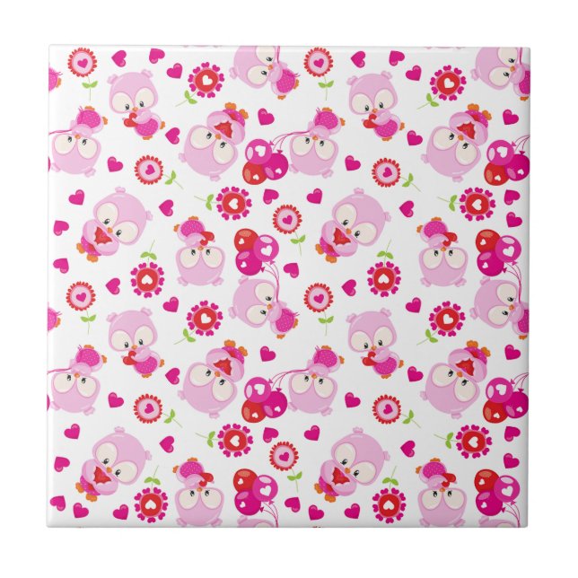 Muster von Ölen, Niedlichen Ölen, rosa Ölen, Herz Fliese (Vorderseite)