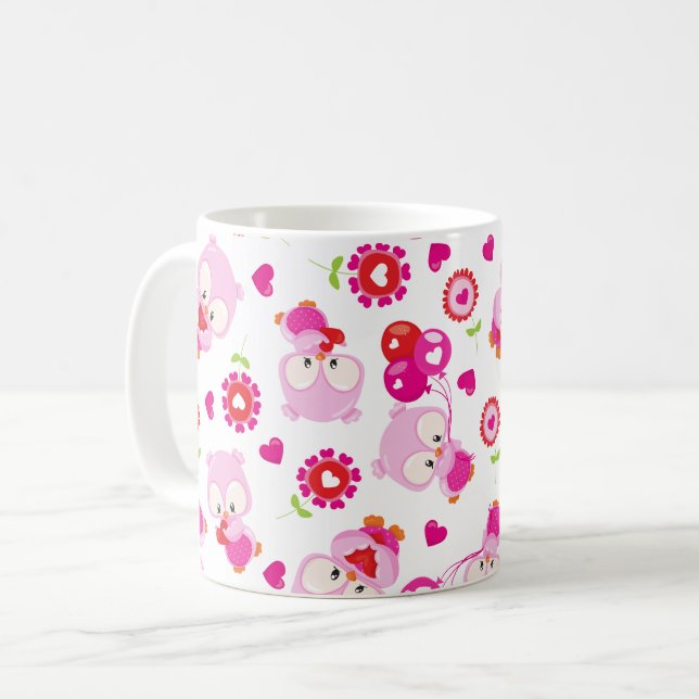 Muster von Ölen, Niedlichen Ölen, rosa Ölen, Herz Kaffeetasse (Vorderseite Links)