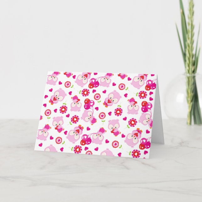 Muster von Ölen, Niedlichen Ölen, rosa Ölen, Herz Karte (Vorderseite)