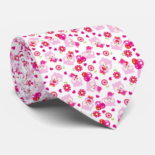 Muster von Ölen, Niedlichen Ölen, rosa Ölen, Herz Krawatte (Gerollt)