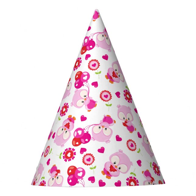 Muster von Ölen, Niedlichen Ölen, rosa Ölen, Herz Partyhütchen (Vorderseite)