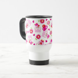 Muster von Ölen, Niedlichen Ölen, rosa Ölen, Herz Reisebecher