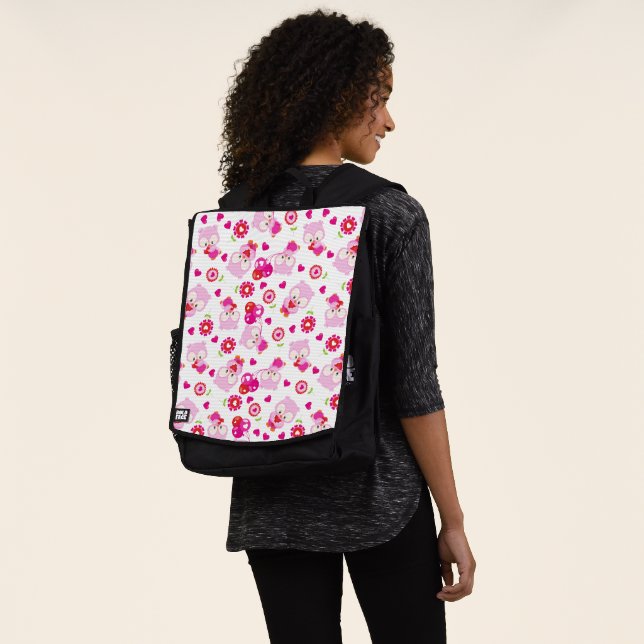 Muster von Ölen, Niedlichen Ölen, rosa Ölen, Herz Rucksack (Ausgewaschen)