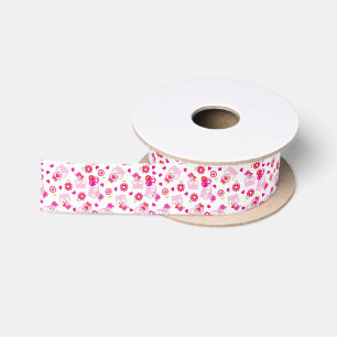 Muster von Ölen, Niedlichen Ölen, rosa Ölen, Herz Satinband
