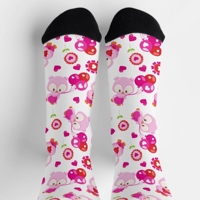 Muster von Ölen, Niedlichen Ölen, rosa Ölen, Herz Socken (Oben)