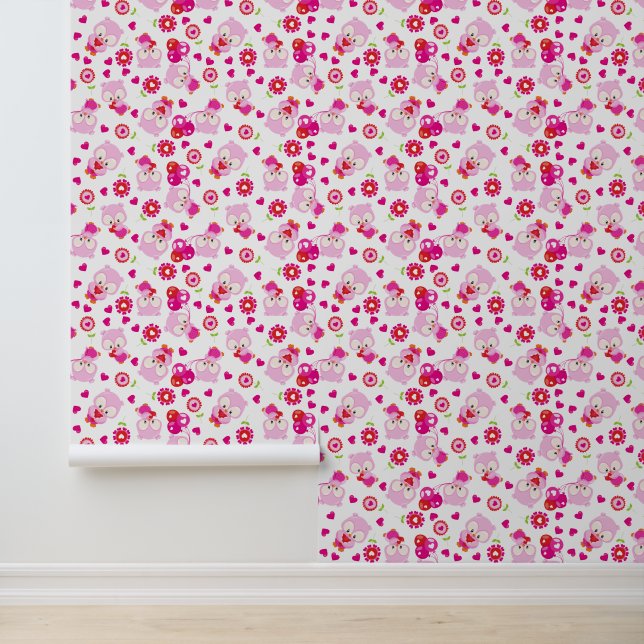Muster von Ölen, Niedlichen Ölen, rosa Ölen, Herz Tapete (Anwendung)