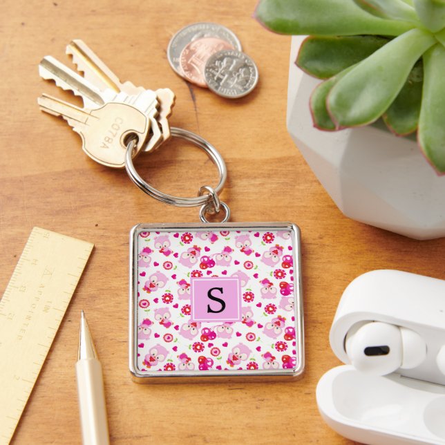 Muster von Ölen, Niedlichen Ölen, rosa Ölen, Monog Schlüsselanhänger (Schreibtisch)