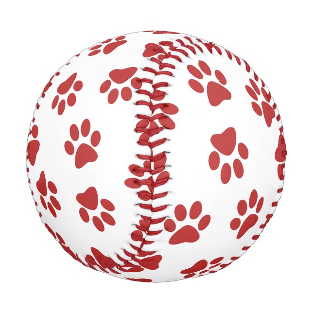 Muster von Paws, Hundebahnen, roten Pfoten Baseball (Schrägansicht)