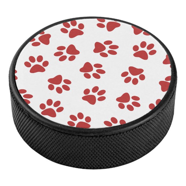 Muster von Paws, Hundebahnen, roten Pfoten Eishockey Puck (3/4)