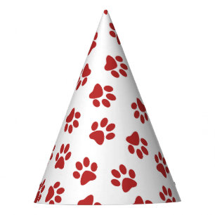 Muster von Paws, Hundebahnen, roten Pfoten Partyhütchen