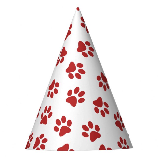 Muster von Paws, Hundebahnen, roten Pfoten Partyhütchen (Vorderseite)