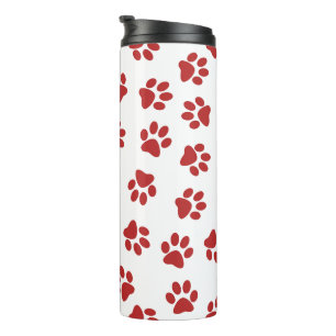 Muster von Paws, Hundebahnen, roten Pfoten Thermosbecher
