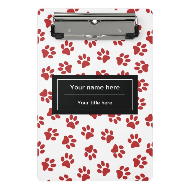 Muster von Paws, Hundebügen, Katzen, roten Paws Mini Klemmbrett (Vorderseite)