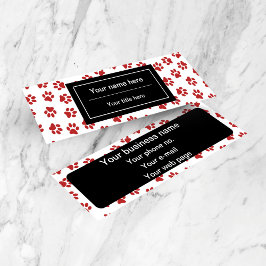 Muster von Paws, Hundebügen, Katzen, roten Paws Mini Visitenkarte