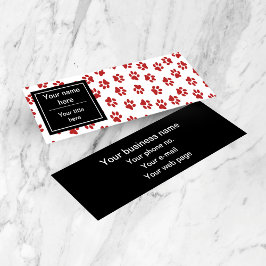 Muster von Paws, Hundebügen, Katzen, roten Paws Mini Visitenkarte