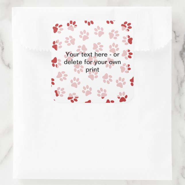 Muster von Paws, Hundebügen, Katzen, roten Paws Quadratischer Aufkleber (Tasche)