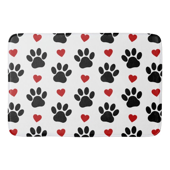 Muster von Paws, Hundepfägen, schwarzen Paws, rote Badematte (Vorderseite)