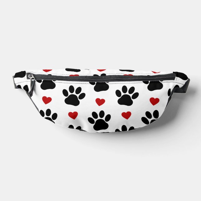 Muster von Paws, Hundepfägen, schwarzen Paws, rote Bauchtasche (Ablage )