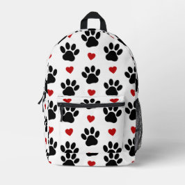 Muster von Paws, Hundepfägen, schwarzen Paws, rote Bedruckter Rucksack