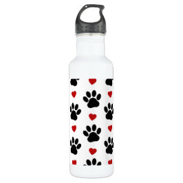 Muster von Paws, Hundepfägen, schwarzen Paws, rote Edelstahlflasche