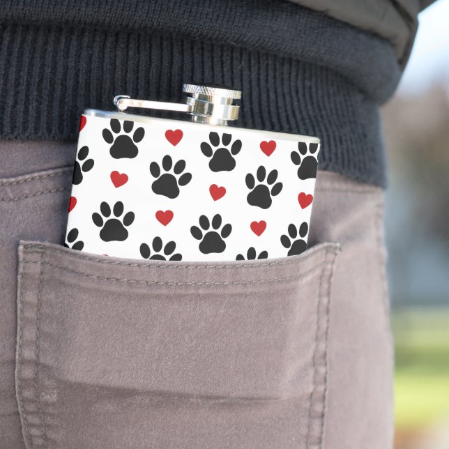 Muster von Paws, Hundepfägen, schwarzen Paws, rote Flachmann (Beispiel)